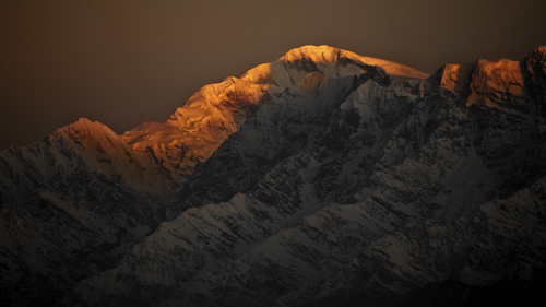 Trishul-I and Mrigthuni Peaks – Companions in light above the ridgeline